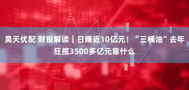 昊天优配 财报解读｜日赚近10亿元！“三桶油”去年狂揽3500多亿元靠什么
